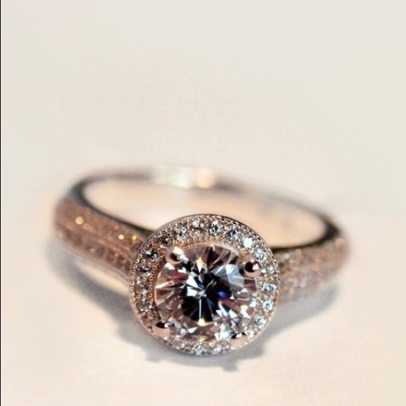 Jewelry - LAST 1* Gorg* Platinum Plated CZ AAA Sterling Halo